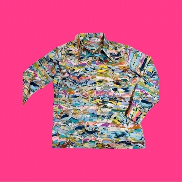 Vintage Lanvin silk shirt Jackson pollack button up - Picture 6 of 14